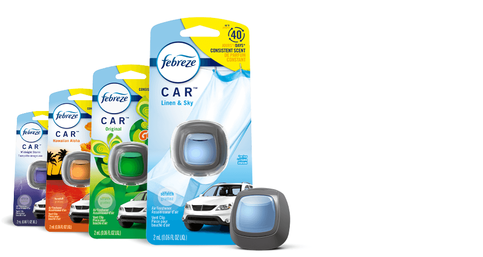 Febreze Car Air Freshener, Set of 5 Clips, Linen & Sky - up to 150 Days