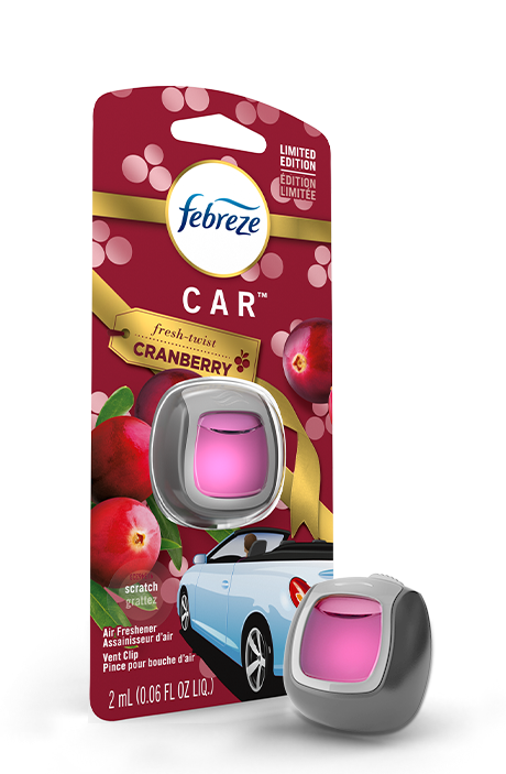3) Febreze FRESH TWIST CRANBERRY Car Clip on Vent Auto Air Fresheners