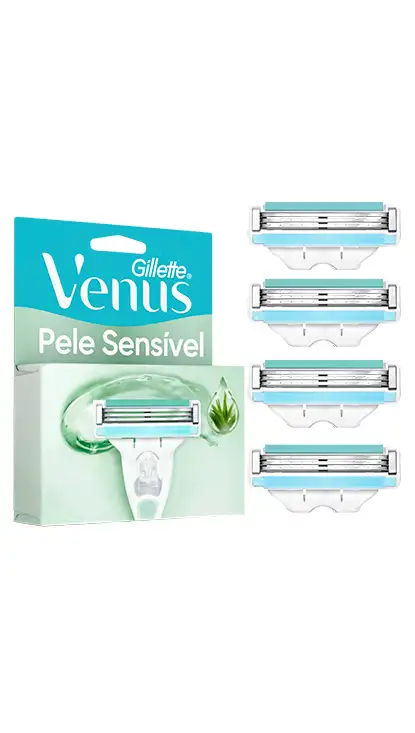 Cargas Para Aparelho De Depilar Gillette Venus Sensitive Skin Com Aloe Vera, 4 Unidades