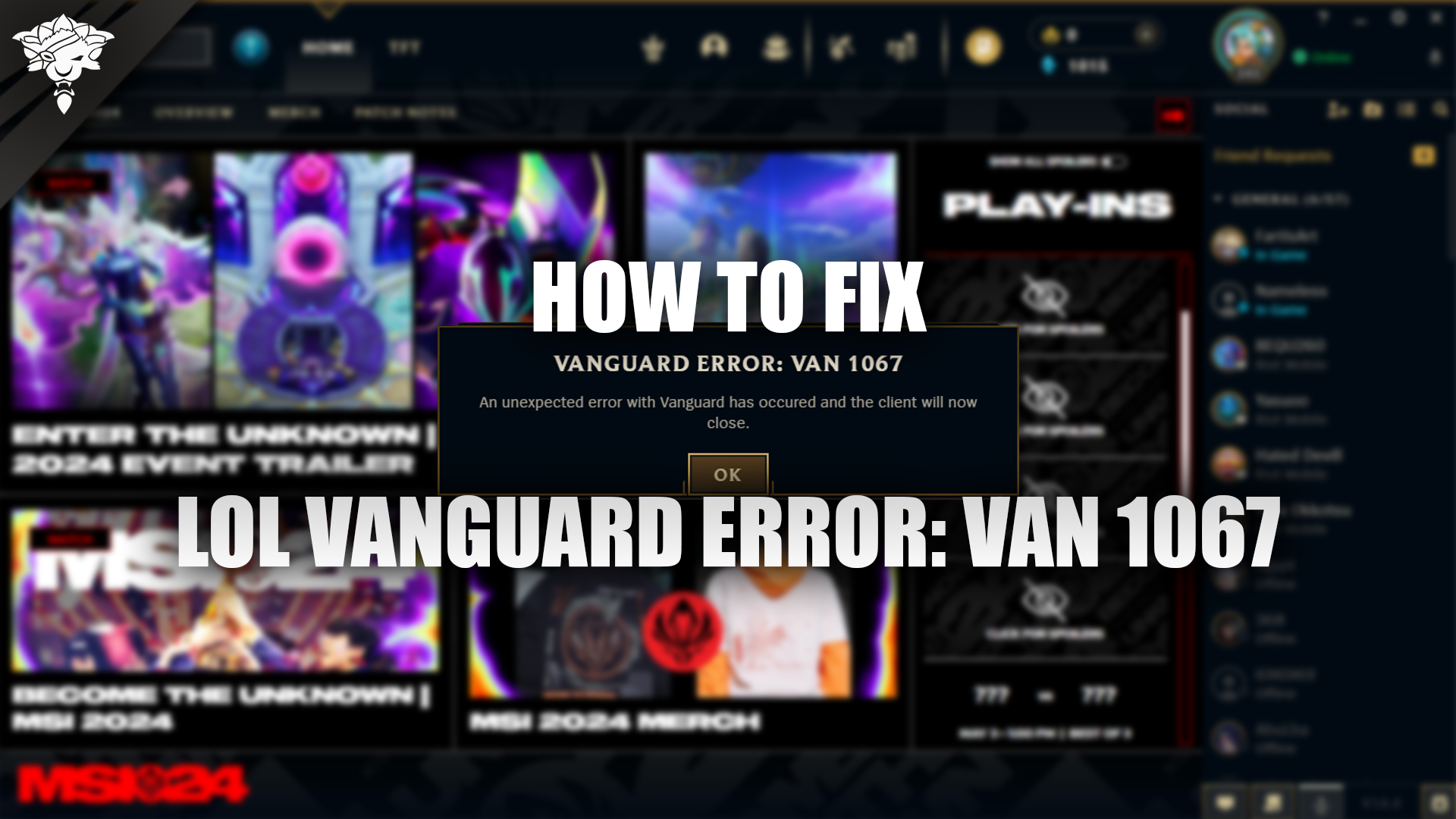 How To Fix LoL Vanguard Error: Van 1067