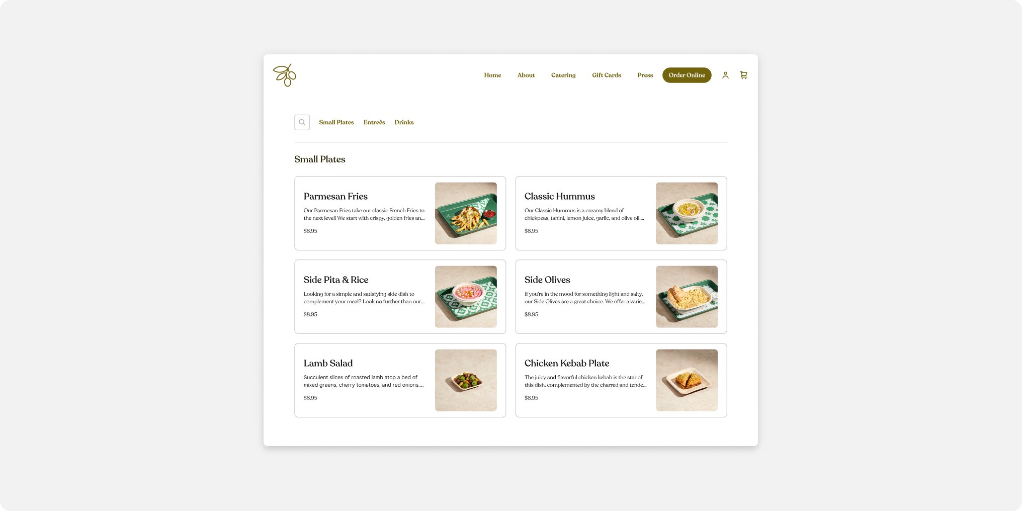 Square Online Order Online Large Menu