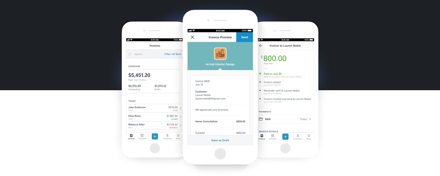 Invoices app hero preview