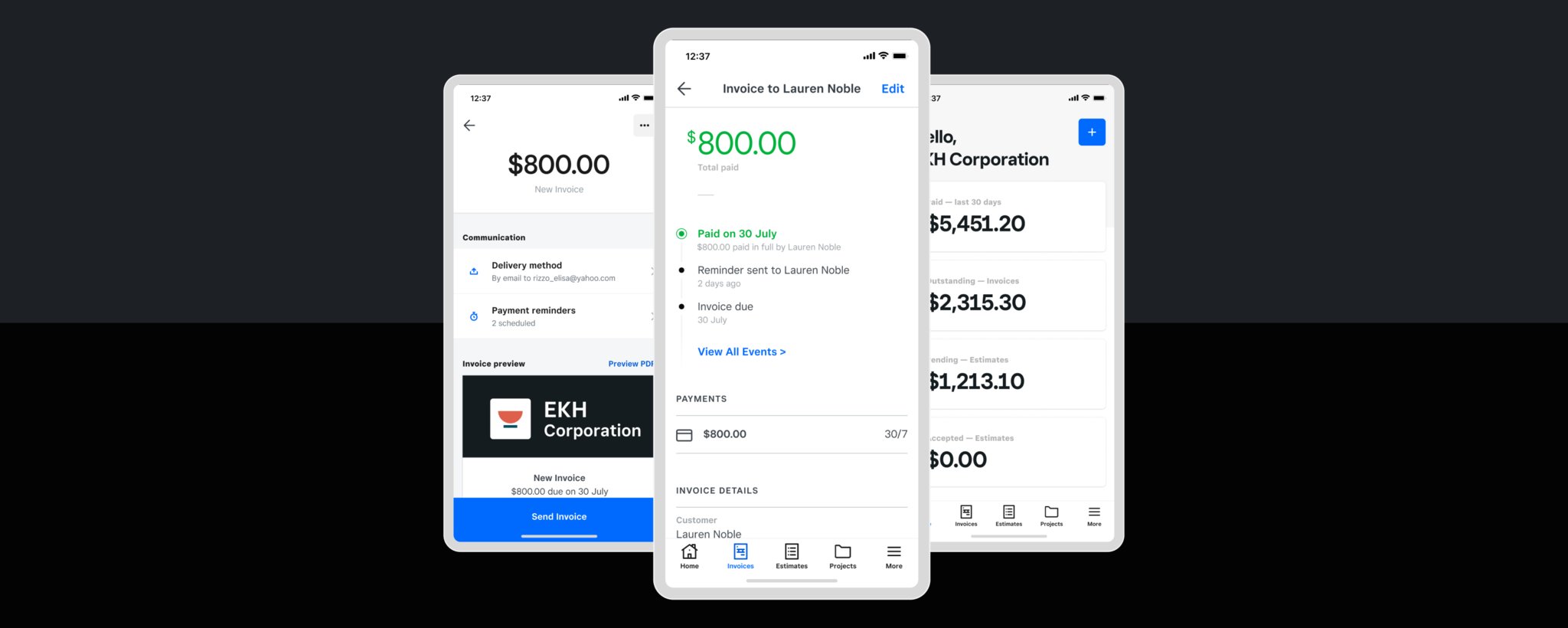 Invoices app hero preview