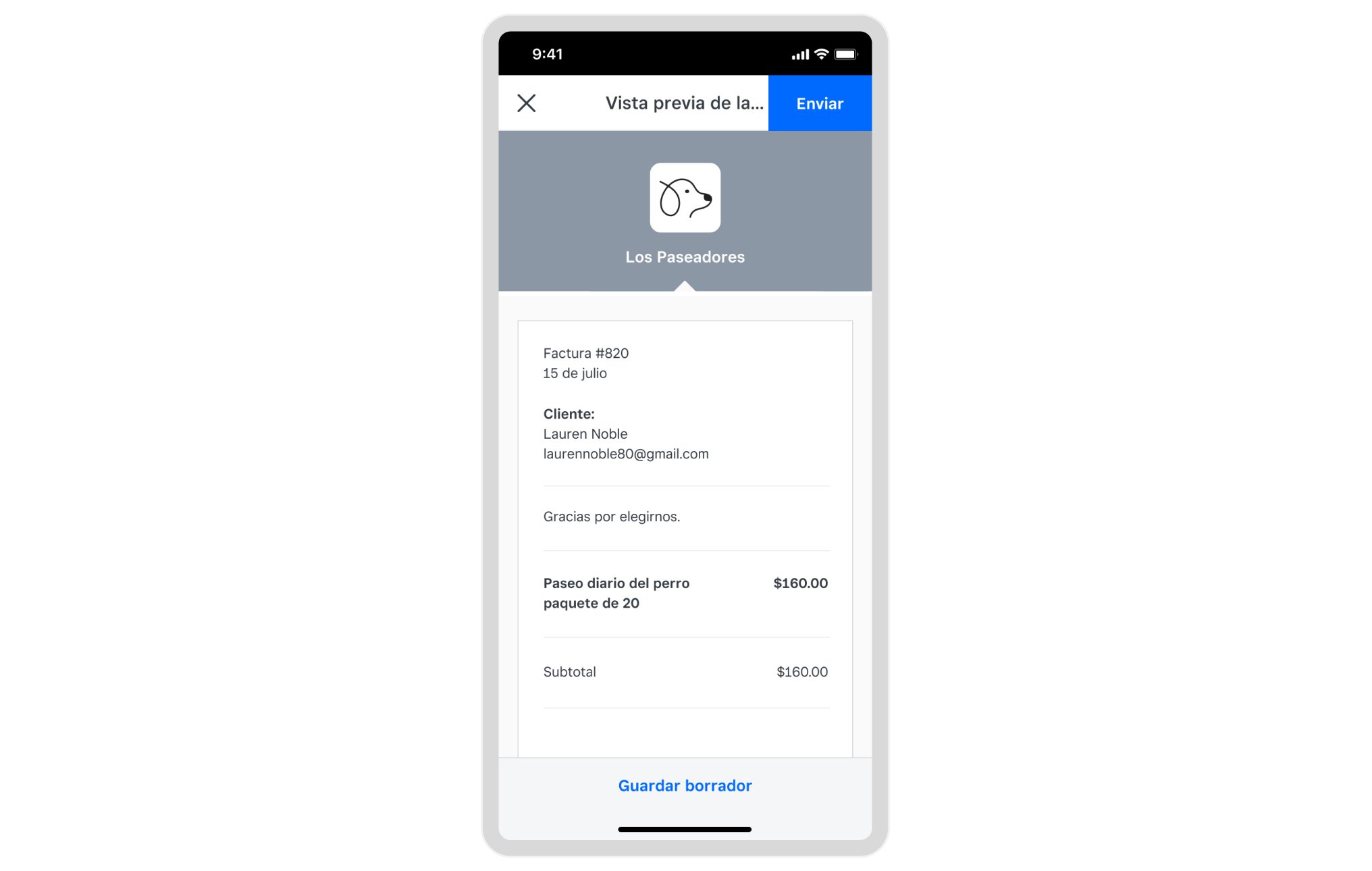 tsq USES invoices dog-walking