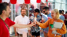 photo of a group of people with ice cream