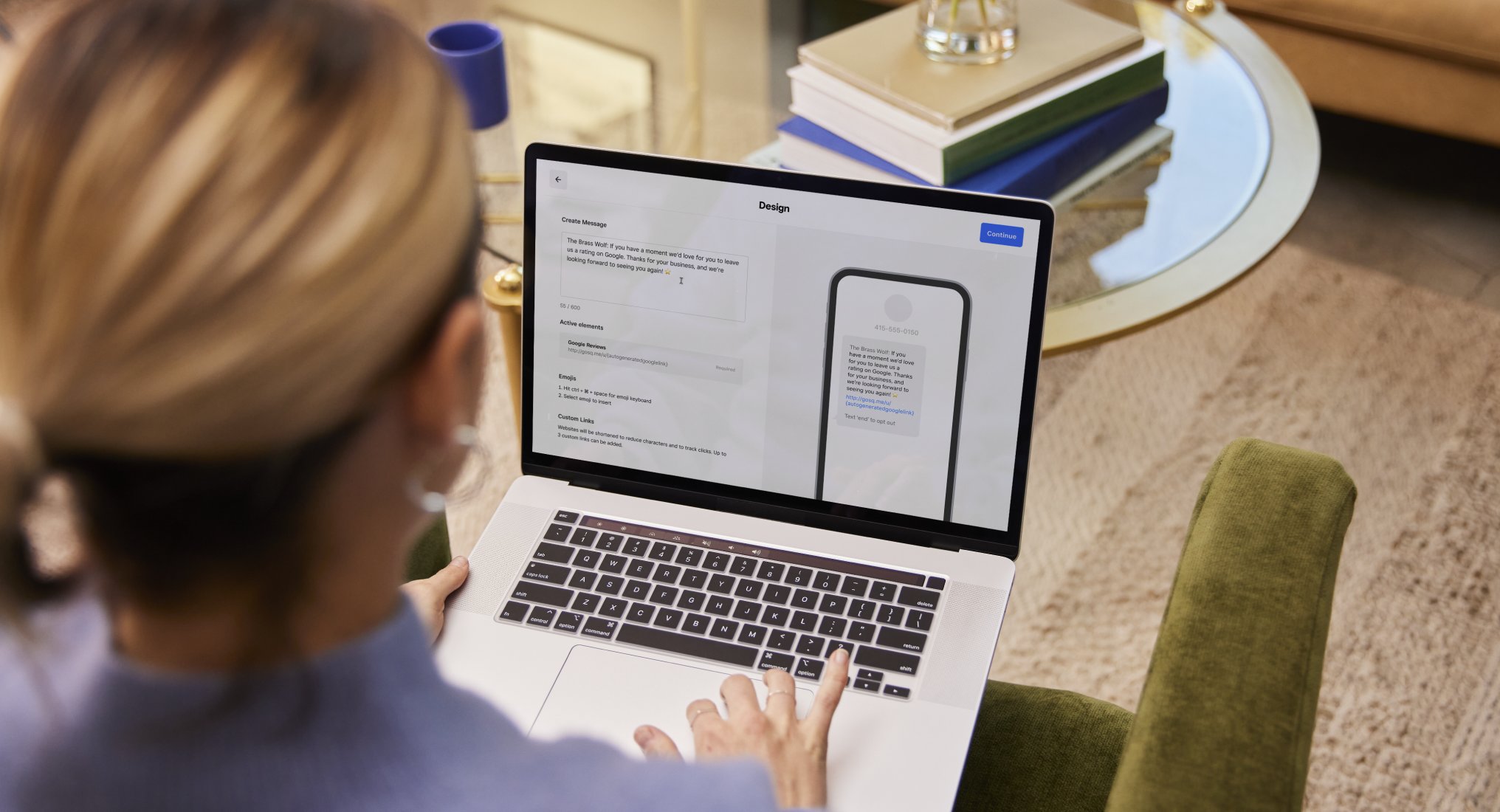 Conversational commerce text messaging on tablet