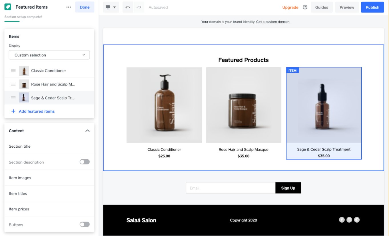 square online featured items