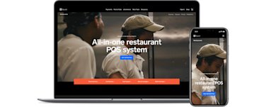 Header of restaurants marketing page mocked up in a desktop and phone.