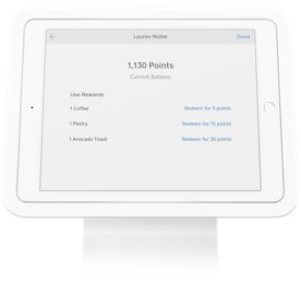 Square Loyalty customer rewards screen in Square Stand