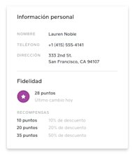 Square Loyalty customer information screen along with a photo of a hair salon