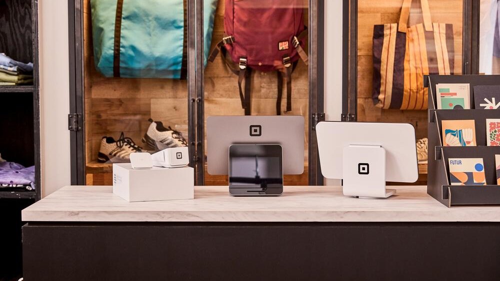 Photo of a Square Stand on a countertop in a retail store
