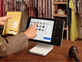 Photo of a Square Stand on a countertop in a retail store