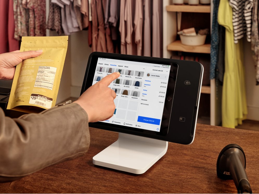 Photo of a Square Stand on a countertop in a retail store