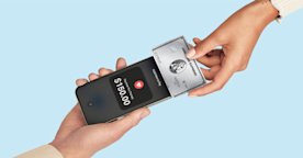 Tap credit card to pay with iPhone.