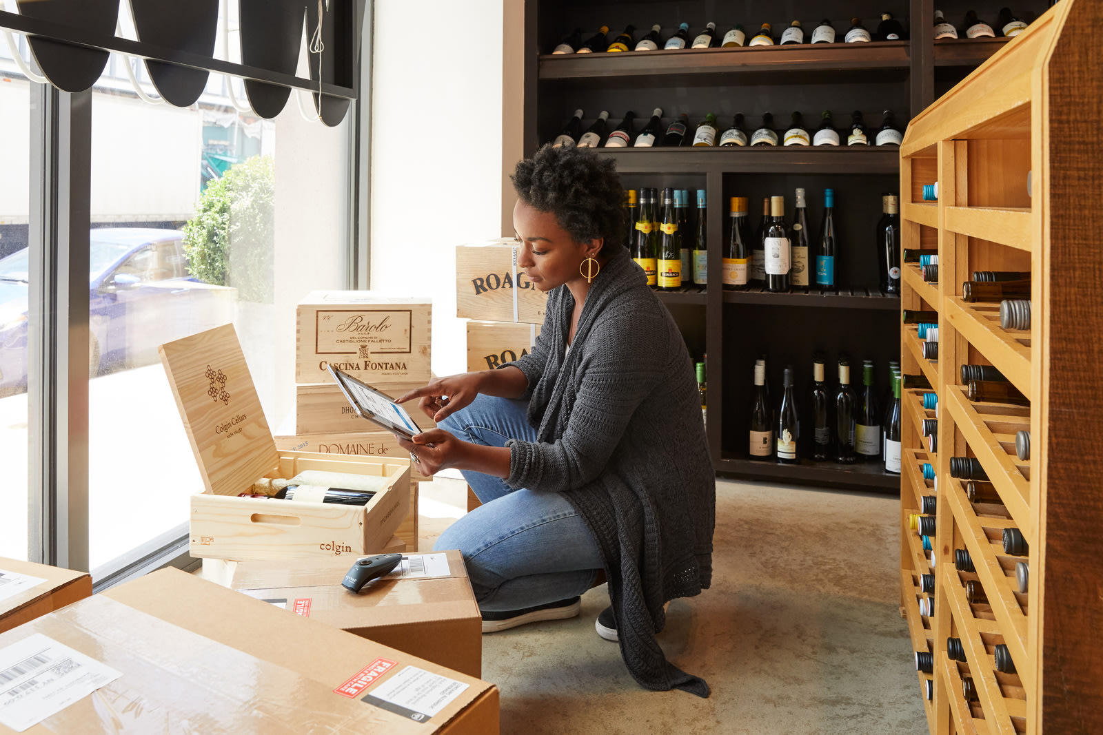 woman on tablet