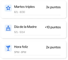 Card displaying the points system for loyalty.