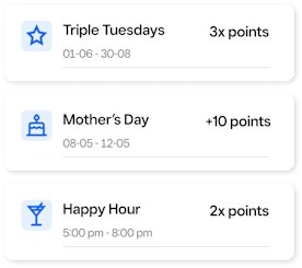 Card displaying the points system for loyalty.