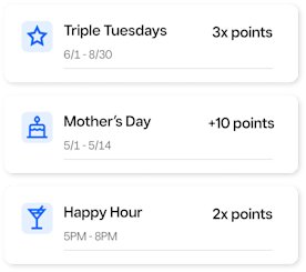 Card displaying the points system for loyalty.