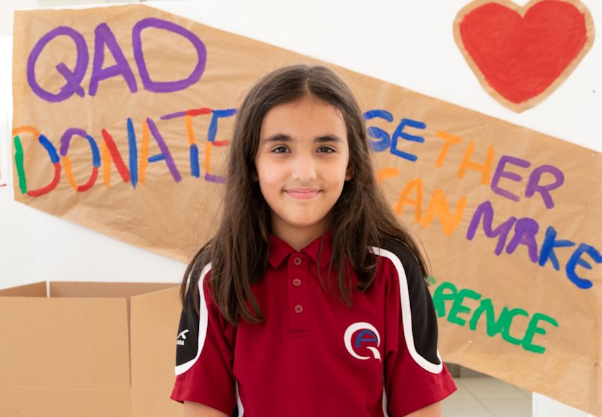 QF students share school supplies with Afghan refugees - QF - 07