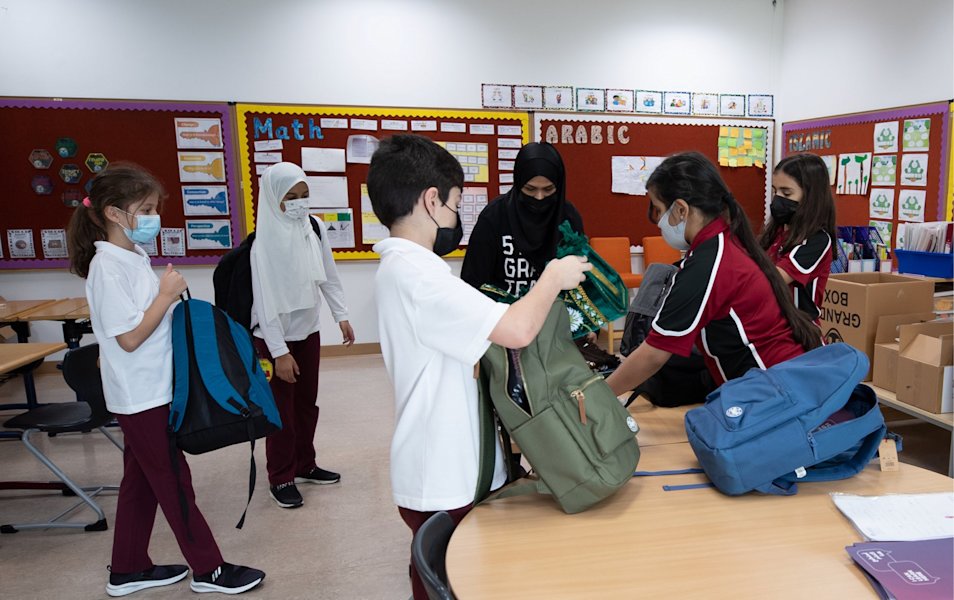 QF students share school supplies with Afghan refugees - QF - 02