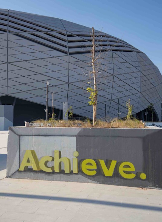 Using art outside the Education City Stadium to depict the vibrancy of Qatar Foundation - qf - V4