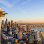 This photo shows the Seattle skyline with the Space Needle in the front left. International students can now apply to Seattle University and the Cornish College of the Arts through Shorelight.
