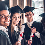 Several international students graduating together