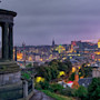 A skyline view of Edinburgh, Scotland, at dusk
