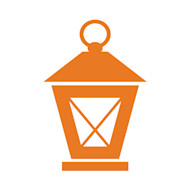 This image shows Shorelight's company logo: a traditional fishing-style lantern in orange.
