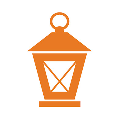 This image shows Shorelight's company logo: a traditional fishing-style lantern in orange.