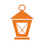 This image shows Shorelight's company logo: a traditional fishing-style lantern in orange.