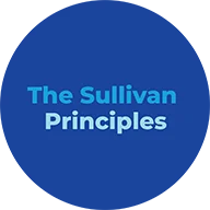 The Sullivan Principles colored in light blue text. A blue circle outline surrounds the icon.