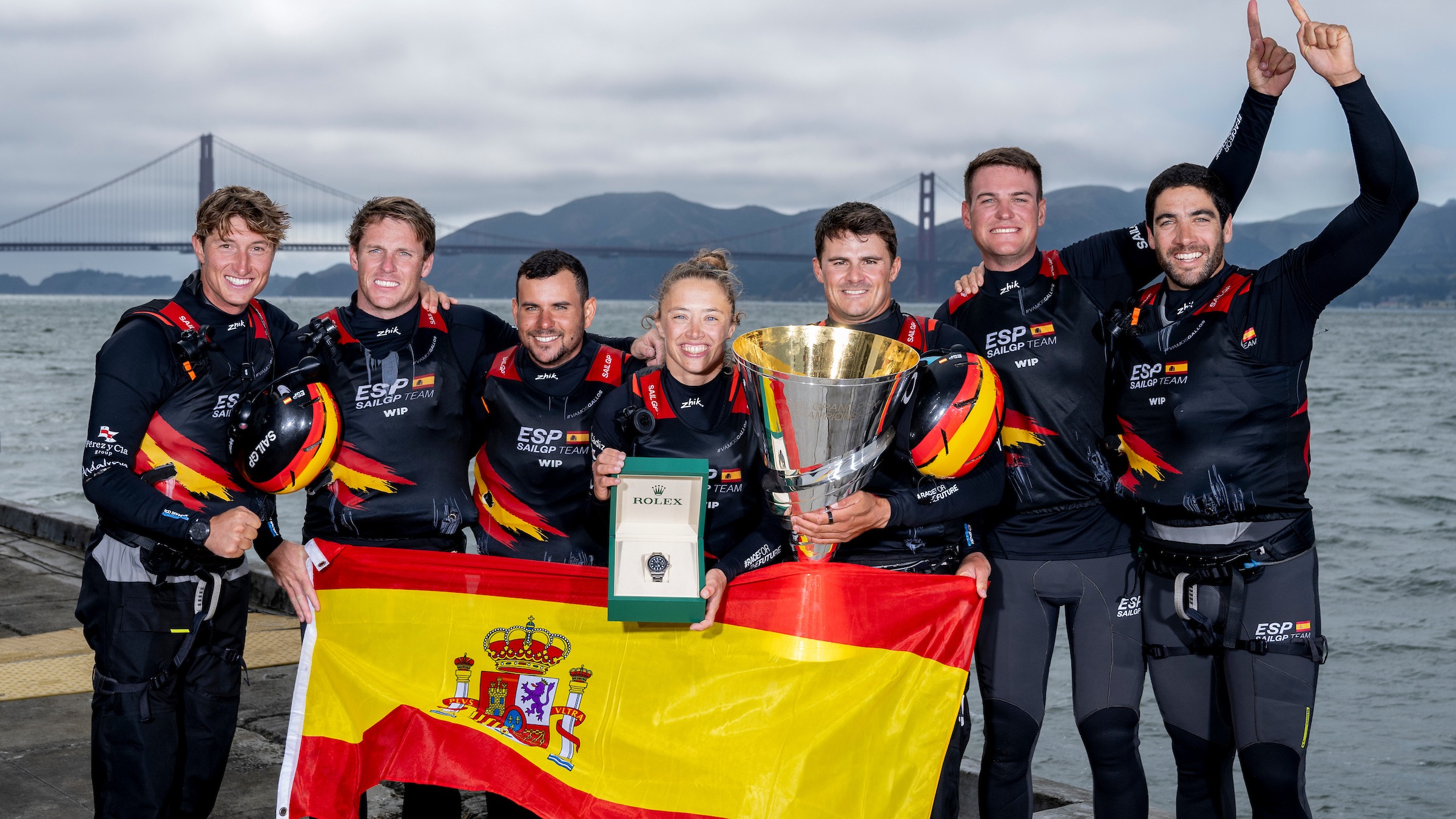 Season 4 // Spain celebrate with flag after winning Season 4 championship
