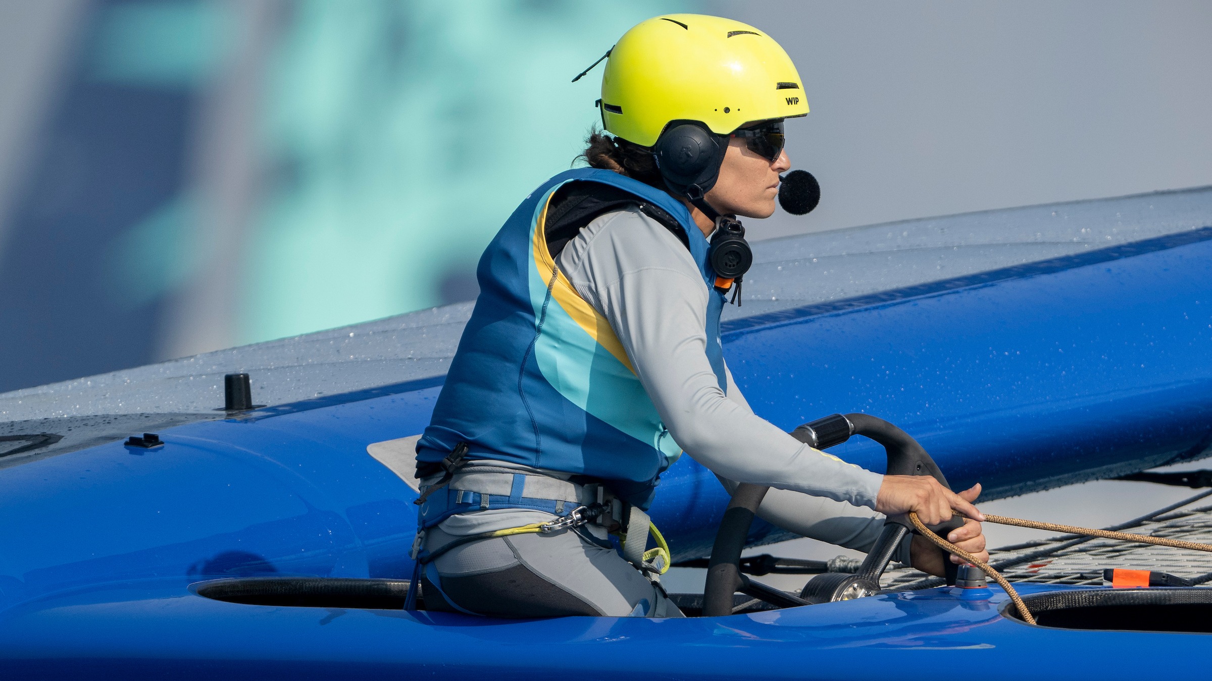 2025 Season // Close up of Martine Grael behind wheel of Brazil