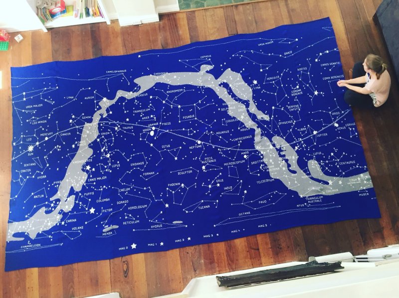 The 'Stargazing' star map was created on a Raspberry Pi-programmed knitting machine