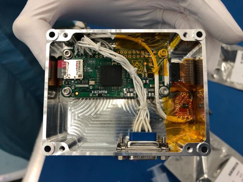 DoT-1 satellite internals complete with Raspberry Pi Zero and camera