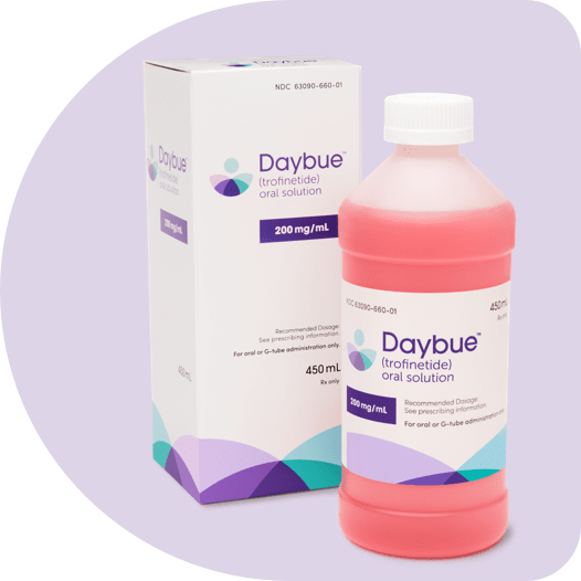 Bottle and packaging of DAYBUE