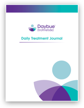 The DAYBUE Daily Treatment Journal helps caregivers identify small changes to help them and their care team stay informed
