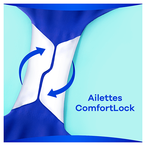Les ailettes ComfortLock aident la serviette Always Ultra à rester en place pour un confort et une protection optimale