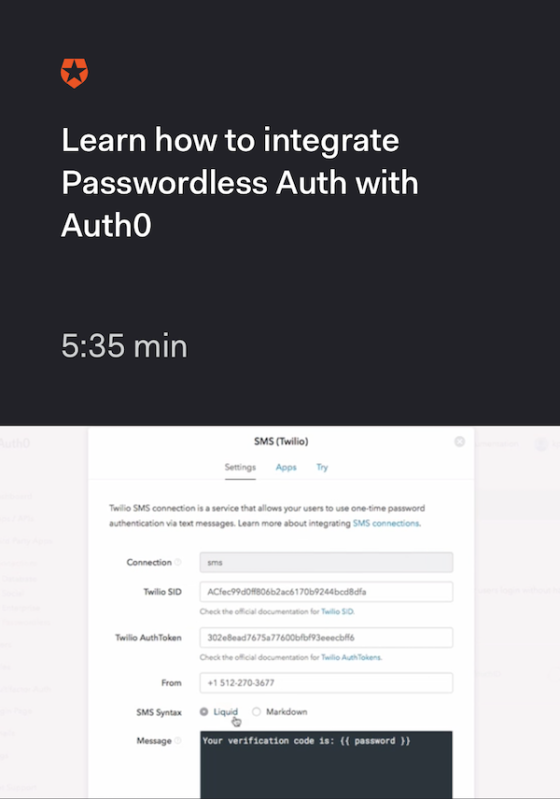 Learn how to integrate Passwordless Auth with Auth0