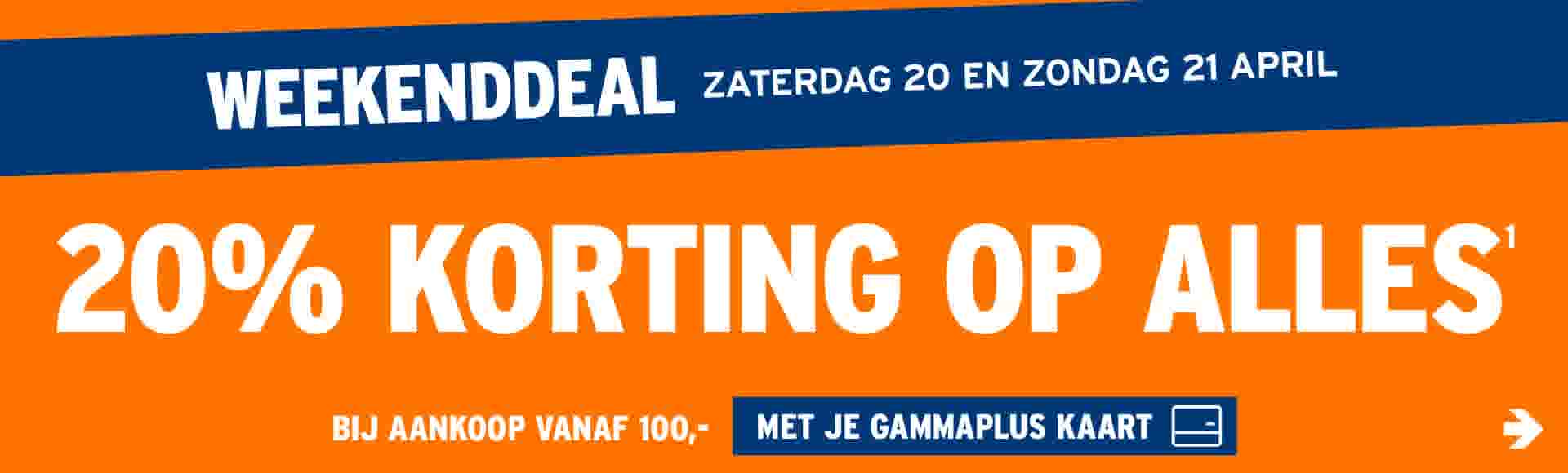 20% korting op alles 