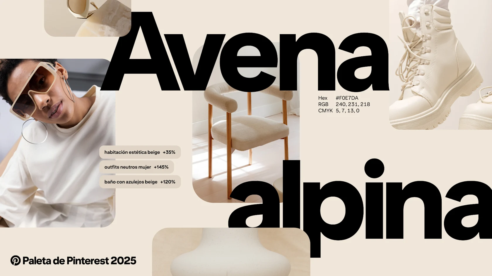 Las palabras “Avena alpina” se encuentran sobre imágenes y búsquedas de Pinterest en color beige