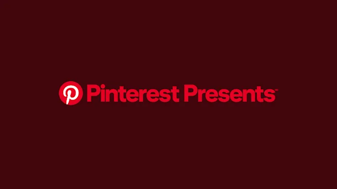 Pinterest logo followed by the words “Pinterest Presents” in red on a dark maroon background.