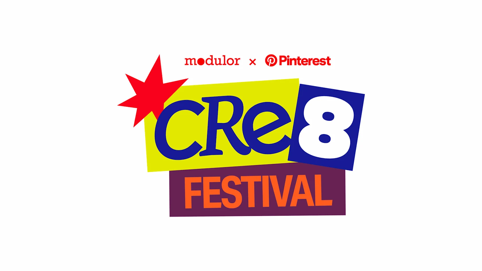 Grafisches Logo des „CRe8 Festival", veranstaltet von Modulor und Pinterest.