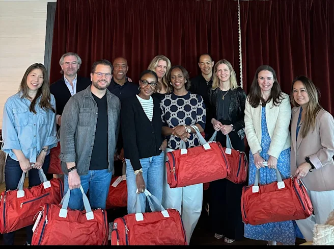 Pinterest's executive team poses for a photo while participating in the Global Week of Service