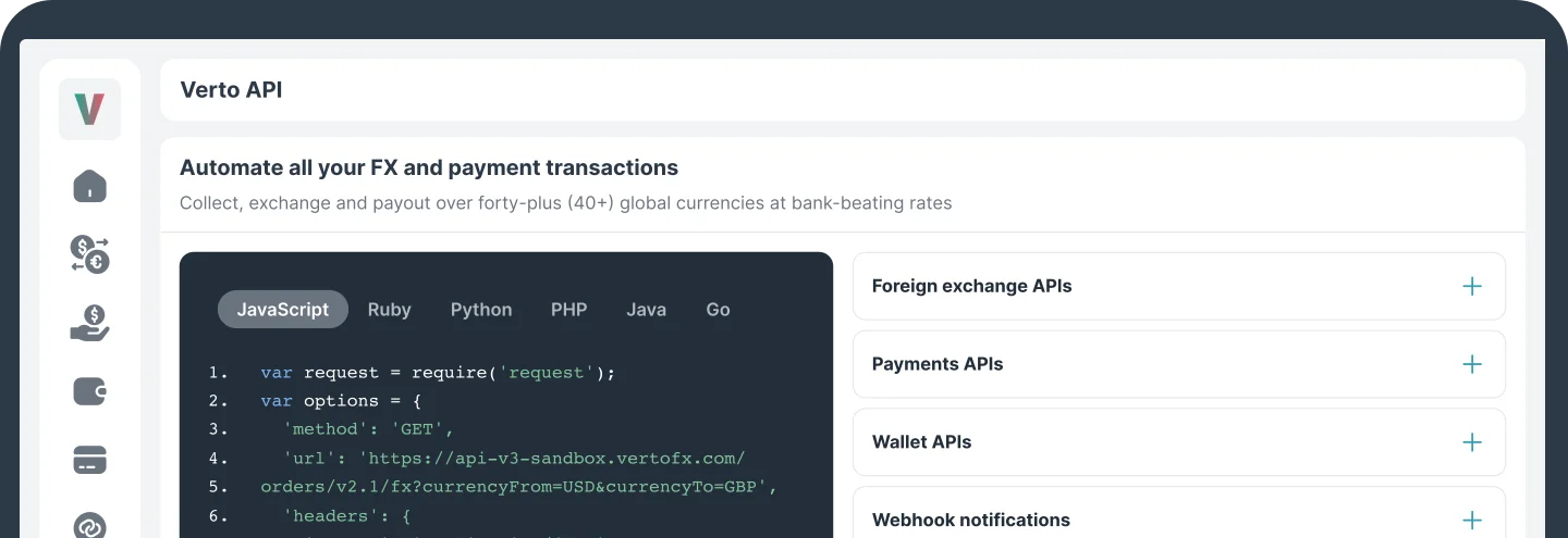 Verto API Hero Image