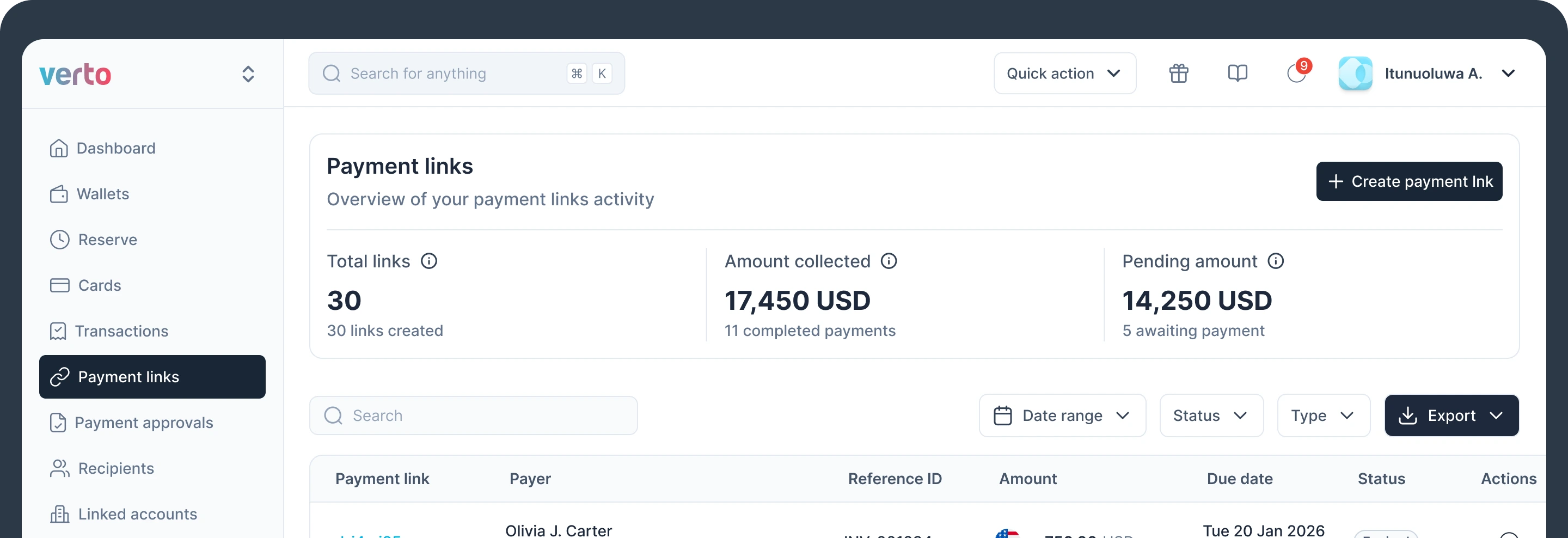 PS Payment Links image Dashboard