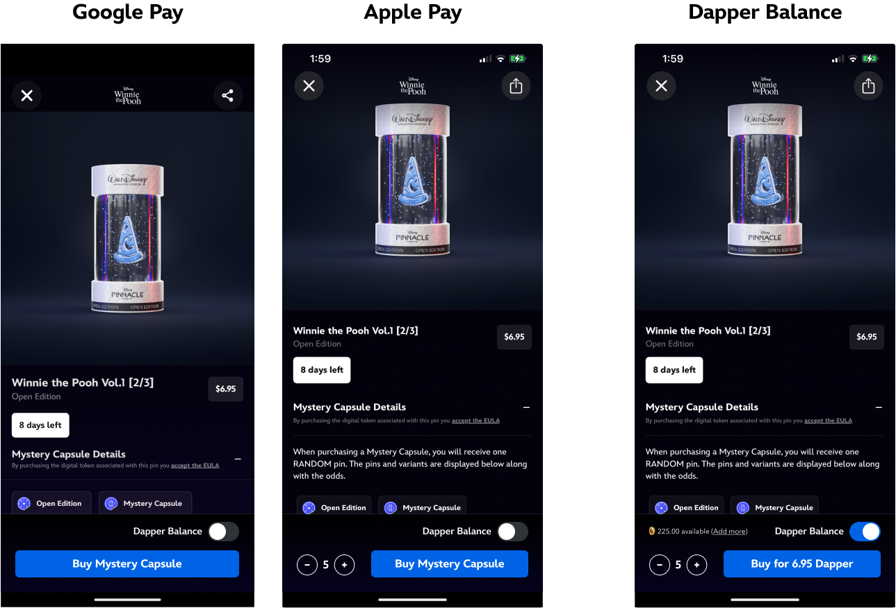 In-app Dapper Pay