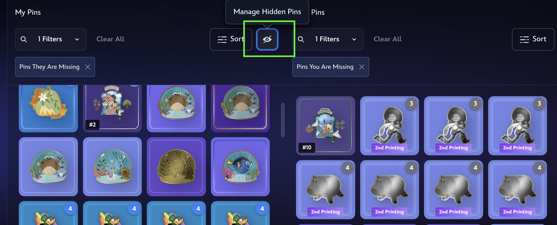 Hide pins