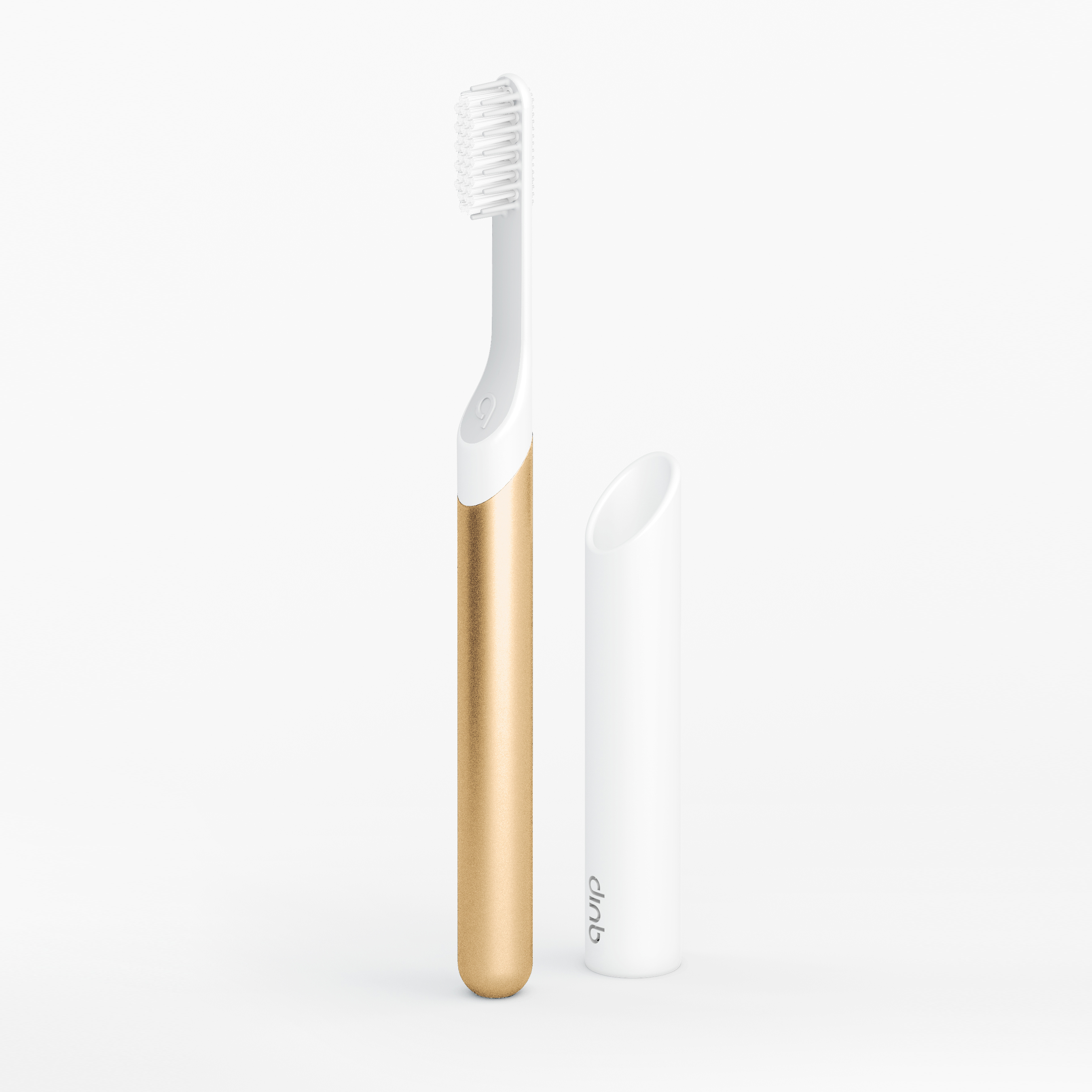 Gold metal electric toothbrush detail